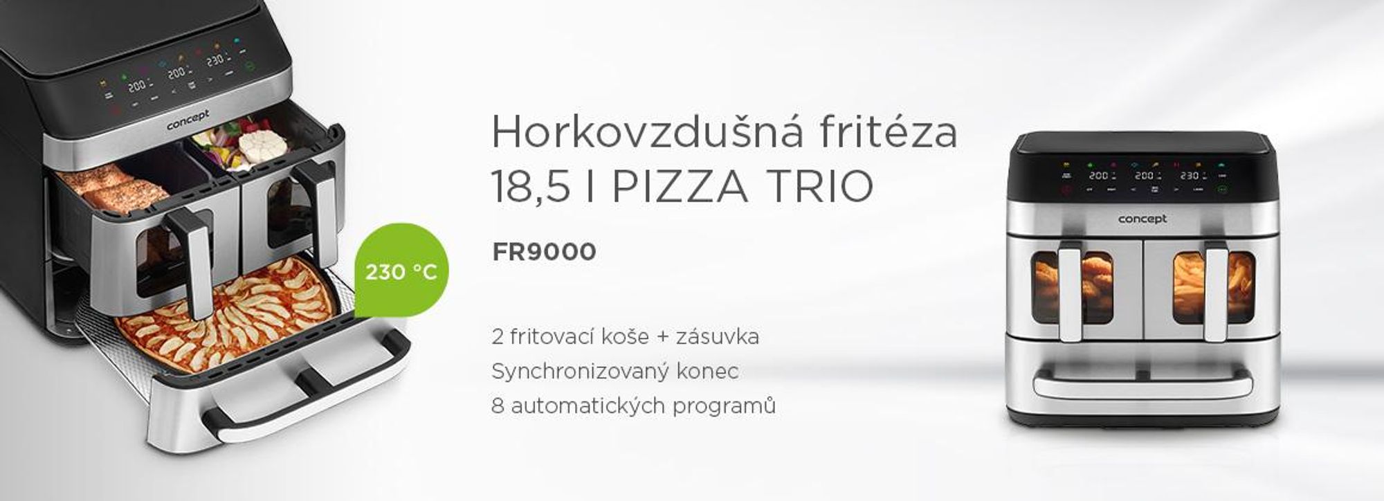Horkovzdušná fritéza PIZZA TRIO Concept FR9000 XXL o objemu 18,5 litru