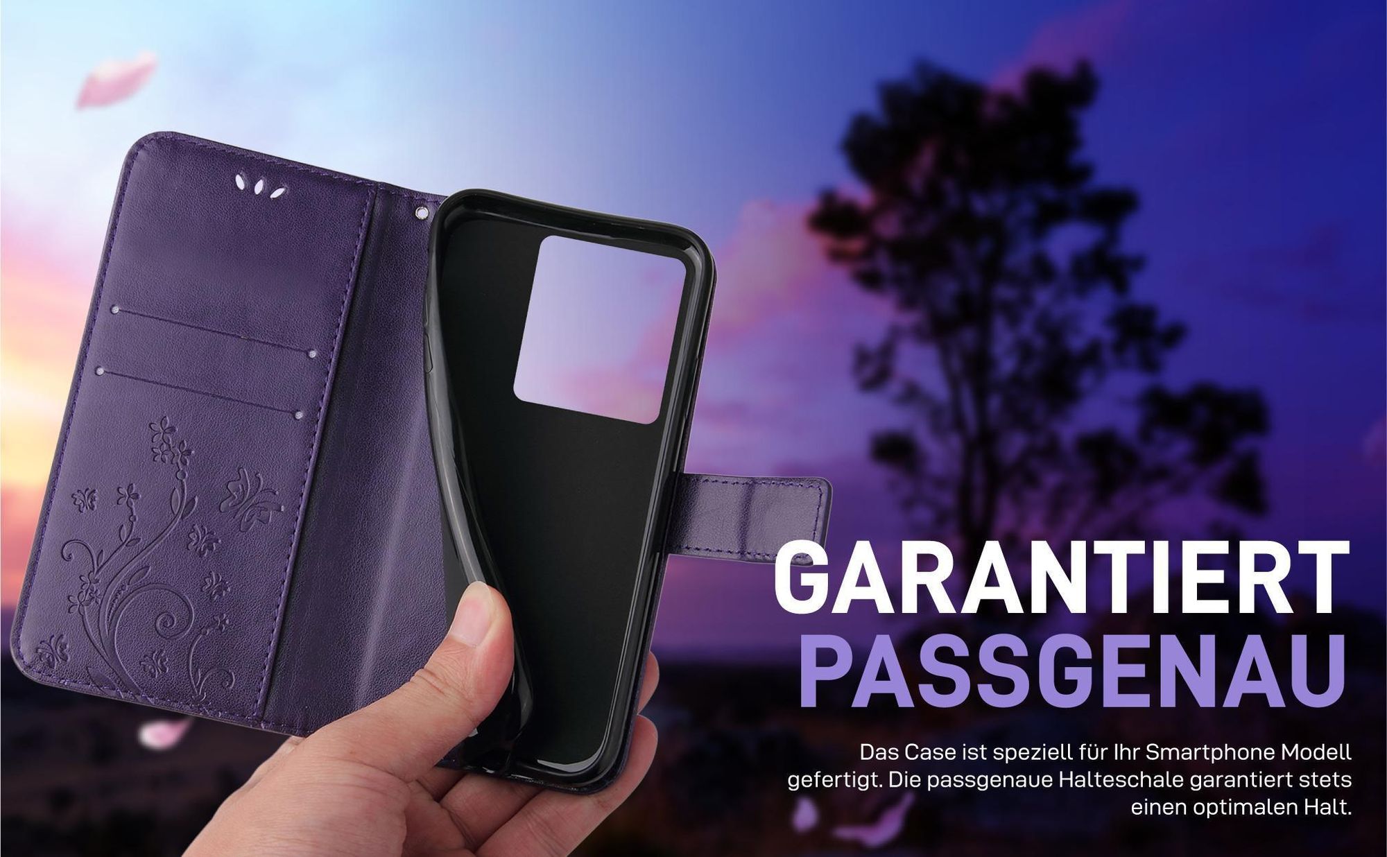 Violette Klapphülle für Xiaomi Redmi Note 13 Pro 5G mit präziser Passform und sicherem Halt