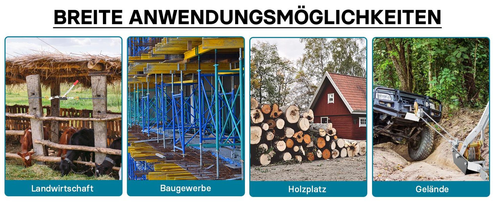 Wiltec Handseilzug mit 2,2 m Drahtseil bis 2000 kg, Flaschenzug mit 2 Haken, Seilwinde mit Sicherheitslasthaken, Handseilwinde mit 2 Getriebe