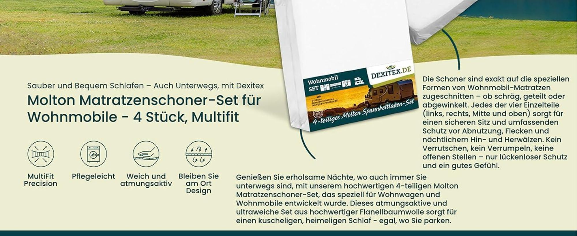Wohnmobil in der Natur mit Spannbettlaken.