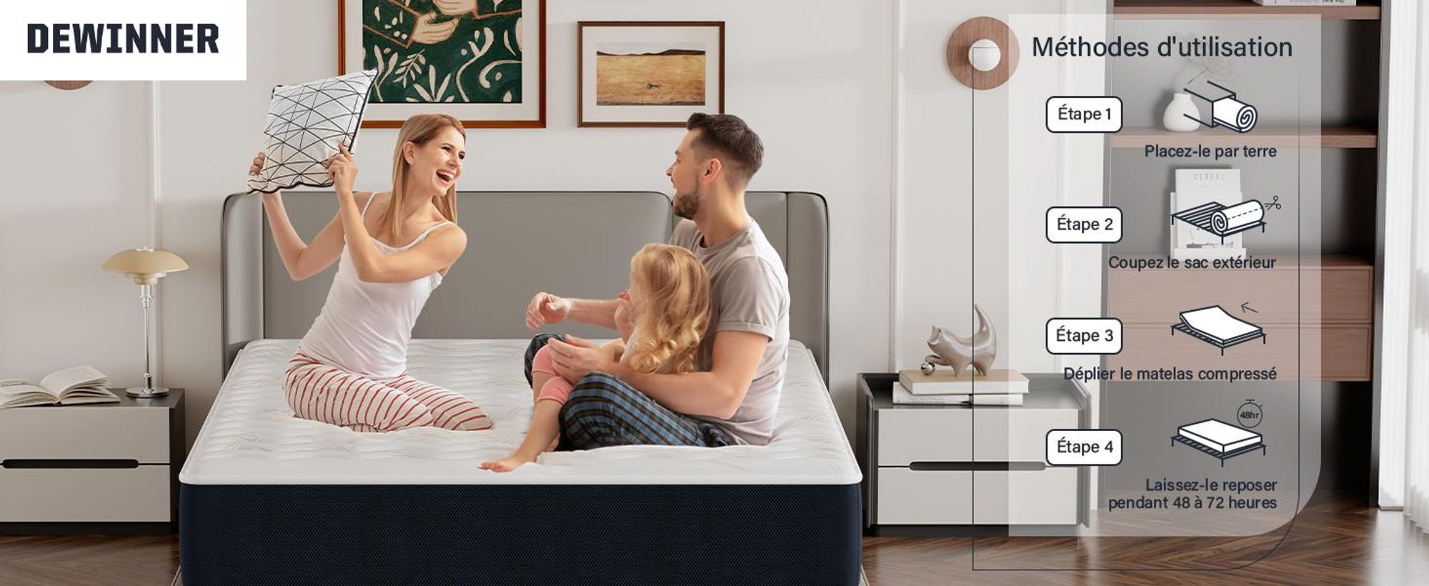 DEWINNER Matratze 180 x 200 cm, Schaumstoff 28 cm und Memory-Schaum-Matratze, perfekte Unterstützung mit hoher Resil, atmungsaktiv, 7 Zonen