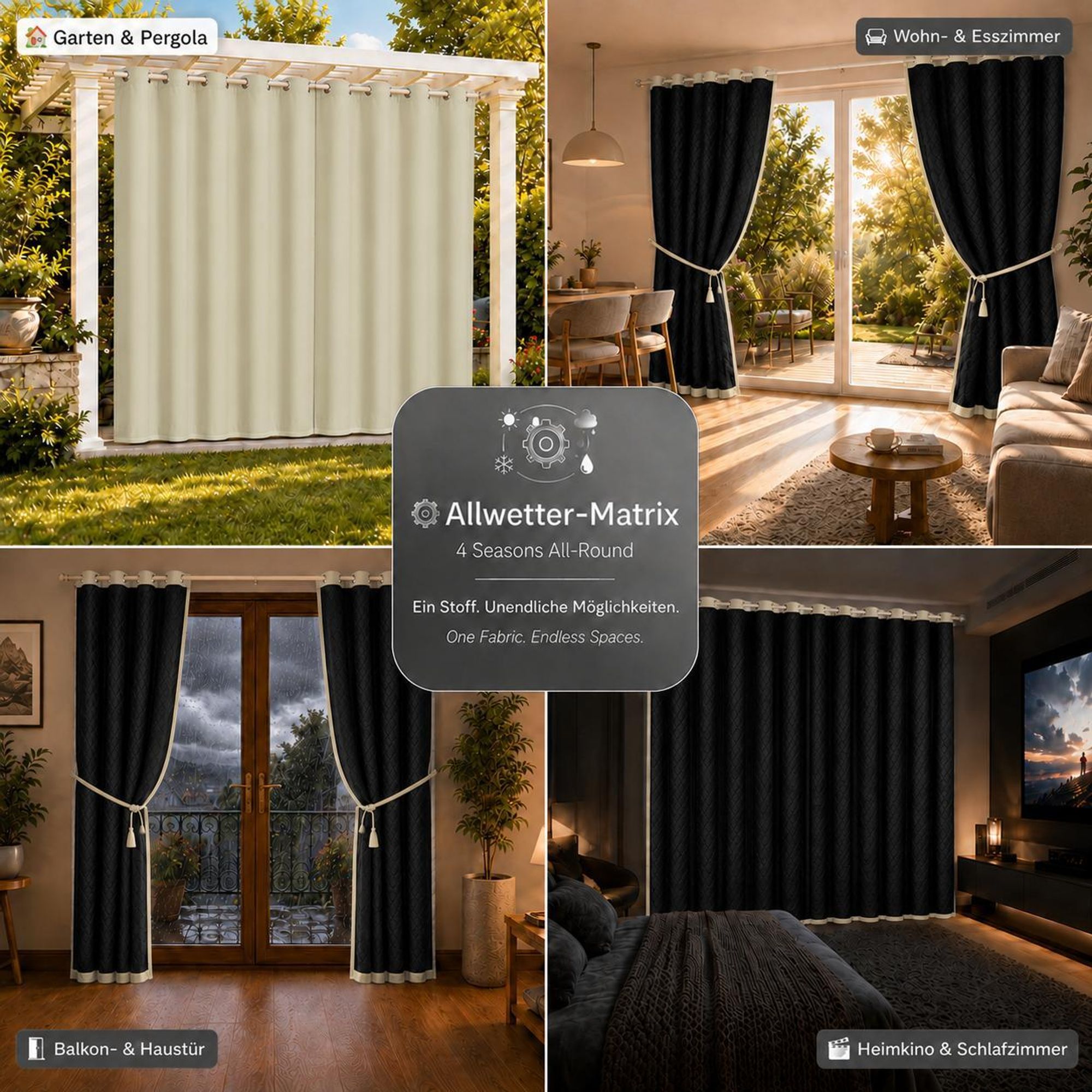 1x Outdoor Thermovorhang gegen Kälte und Hitze – Türvorhang, wasserdicht, Verdunkelungsvorhang mit Ösen für Garten Terrasse, Fenstervorhang, 132x274cm