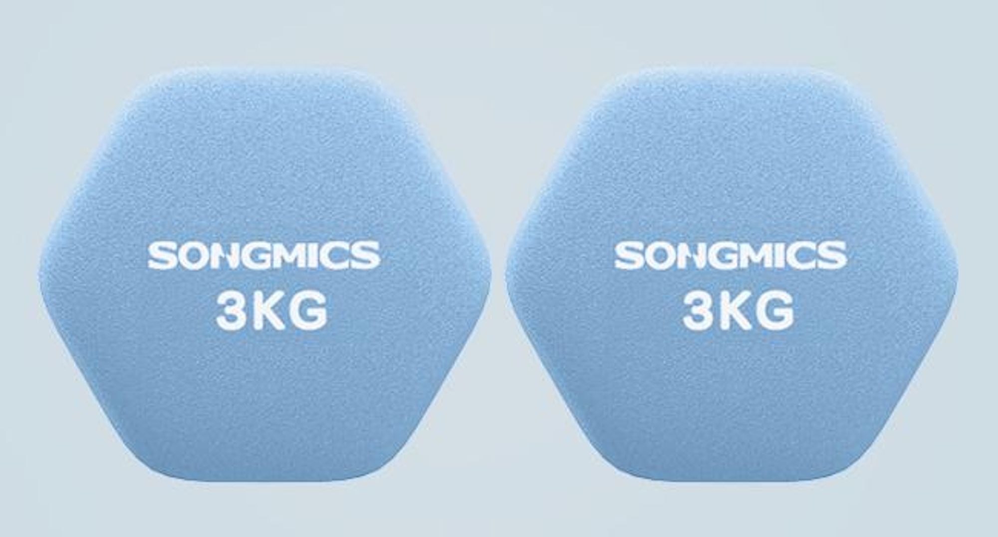 SONGMICS Hanteln, 2er Set, 2 x 3 kg, Hantelset, Kurzhanteln, Hexagon, Neopren-Beschichtung, Krafttraining, Workout, Fitnesstraining, für Zuhause