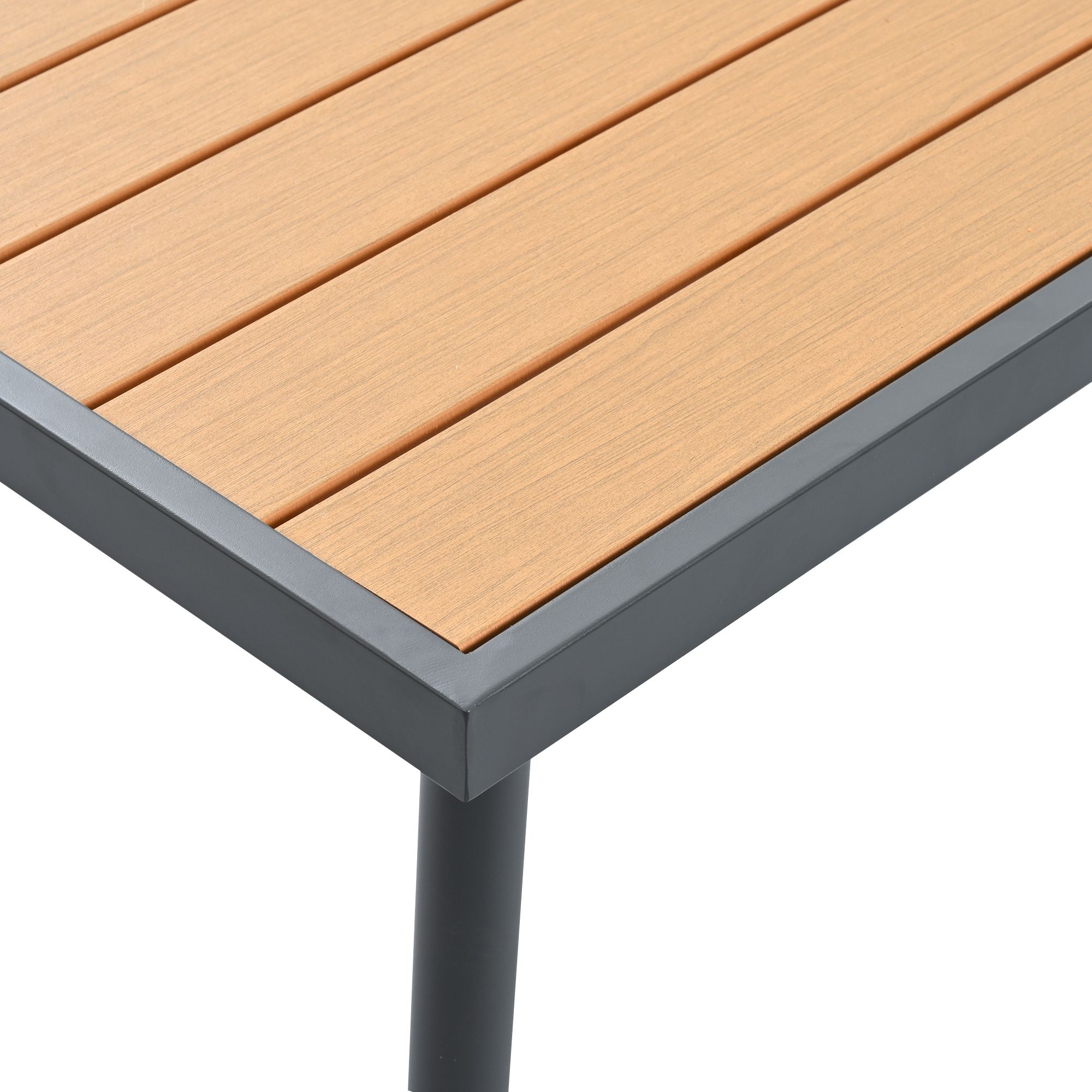 Parrot Uncle Garten-Essgruppe grau, Ecksofa & Esstisch Set aus verzinktem Stahl & Kunststoff-Holz, wetterfest für Terrasse & Garten