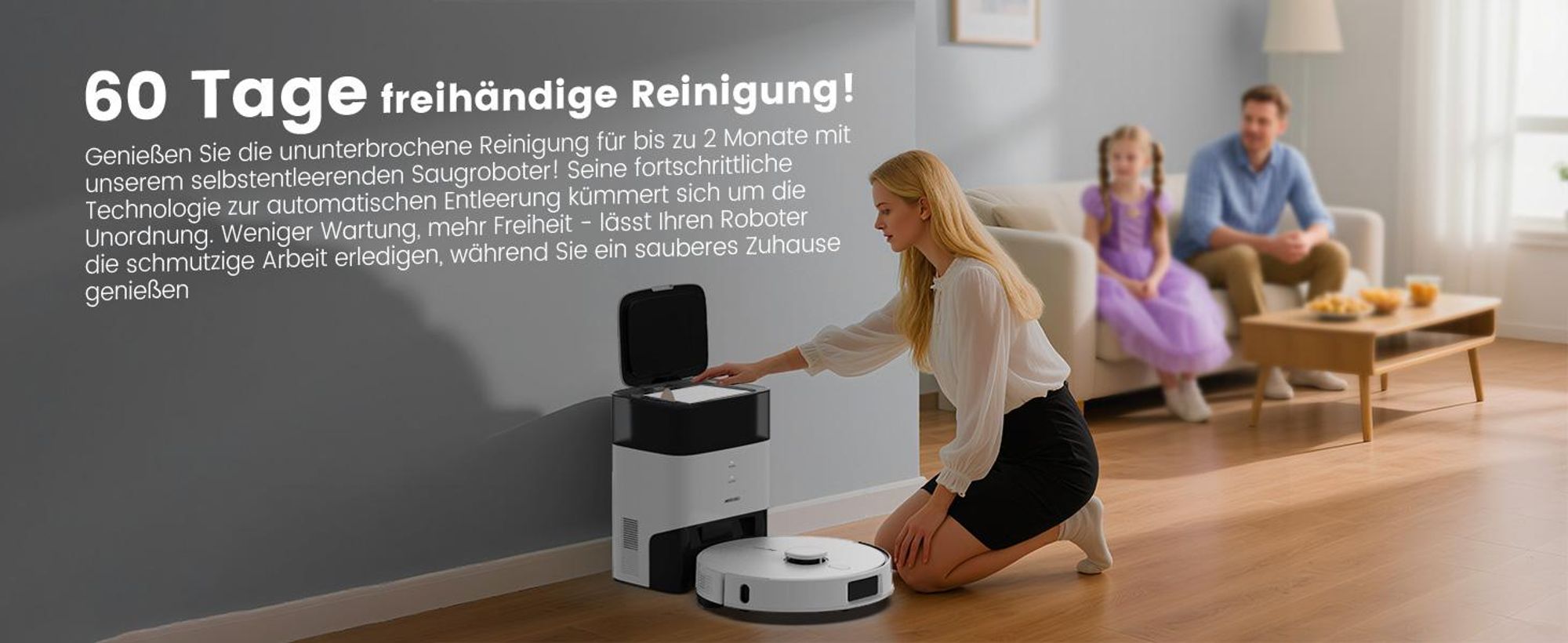 AIRROBO L60+ Staubsauger Roboter Saugroboter mit Wischfunktion, Auto-Staubentleerung, LiDAR-Navigation, 12000Pa, für Teppiche und Tierhaare