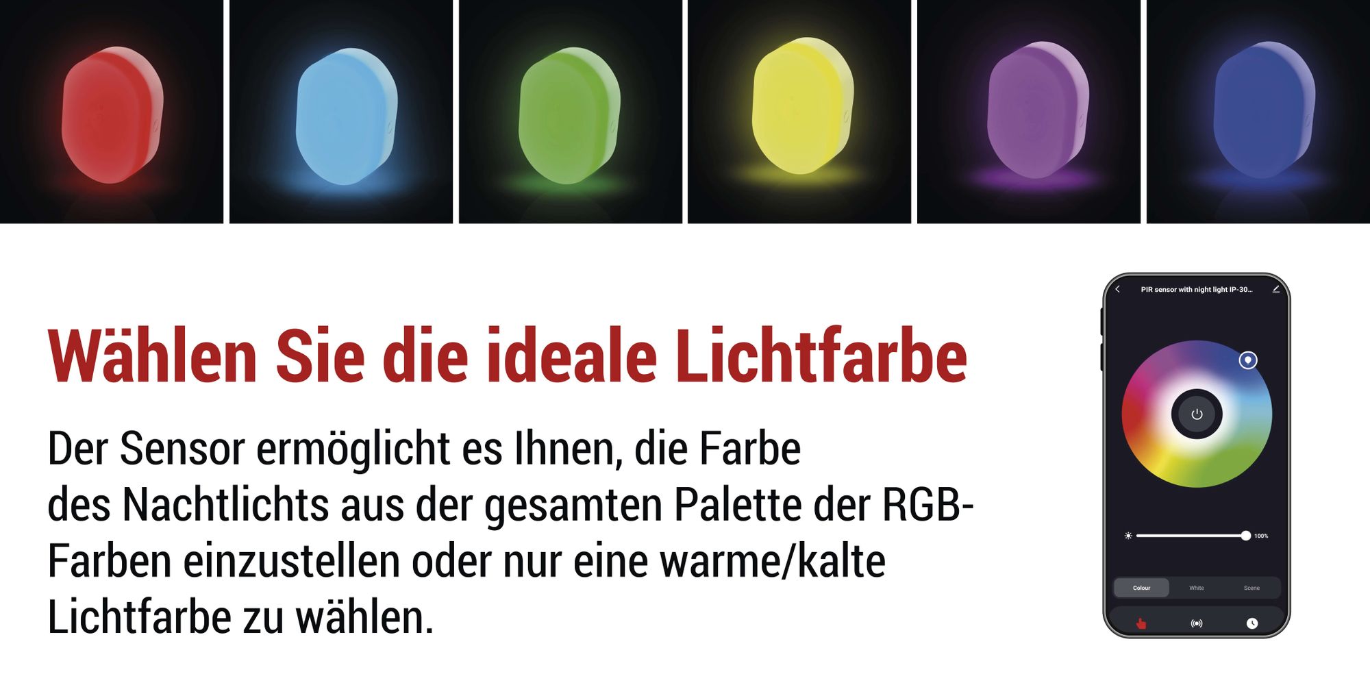 EMOS GoSmart 2in1 Infrarot-Bewegungsmelder und Nachtlicht mit App, WiFi-Bewegungssensor und farbiges Licht, Erkennungsbereich 5m/120°, 230V