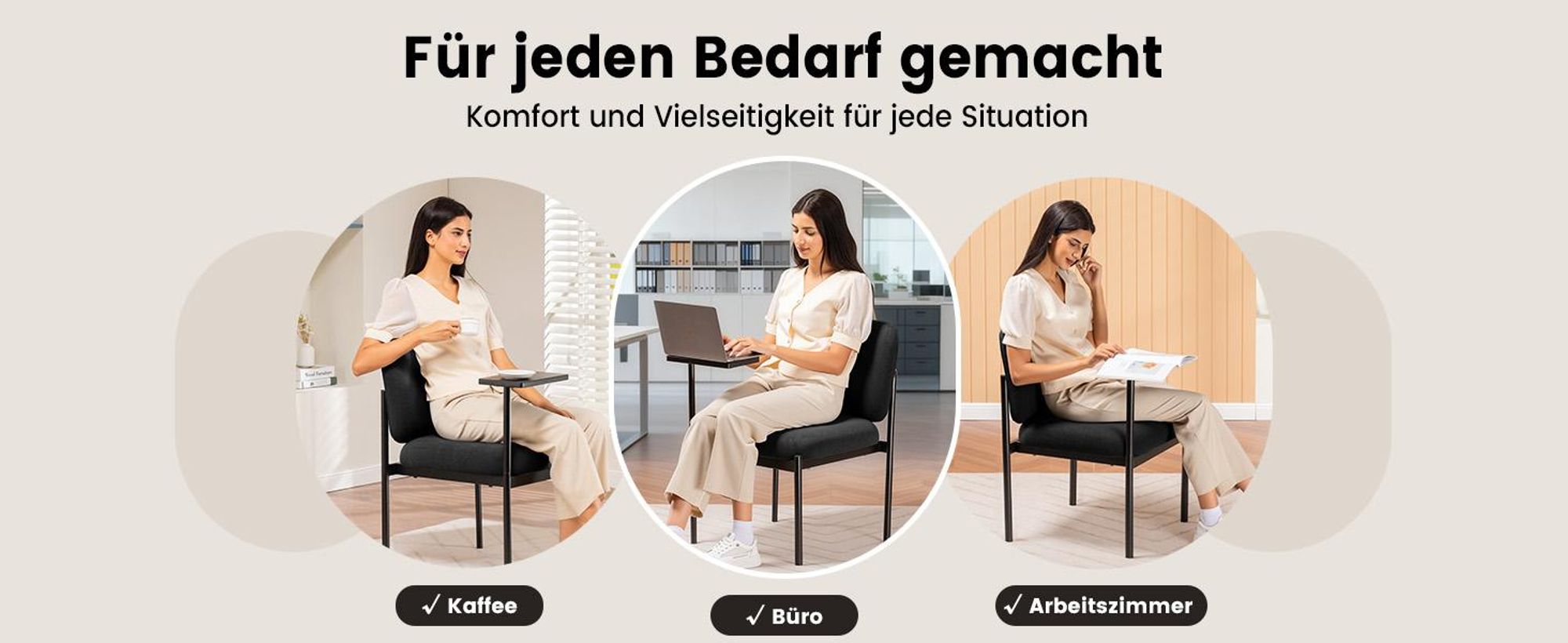 COMHOMA Loungesessel Sessel Relaxsessel Ohrensessel modern, Polsterstuhl mit Metallbeinen, Einzelsofa für Wohnzimmer/Schlafzimmer/Garten, Schwarz