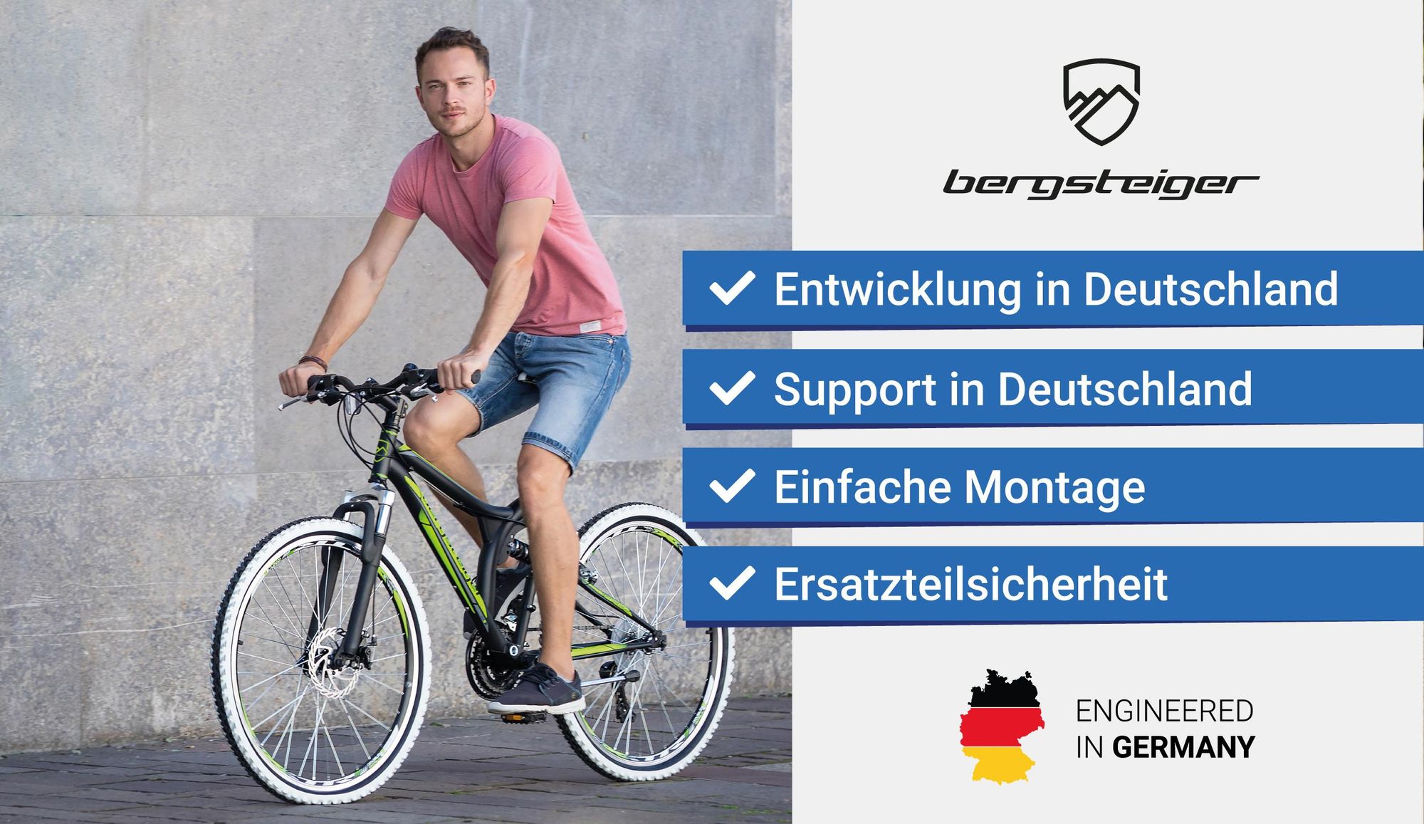 Bergsteiger Phoenix 26 Zoll Mountainbike, geeignet ab 160 cm, Scheibenbremse, Licht, Schutzblech, 21 Gang-Schaltung, Vollfederung