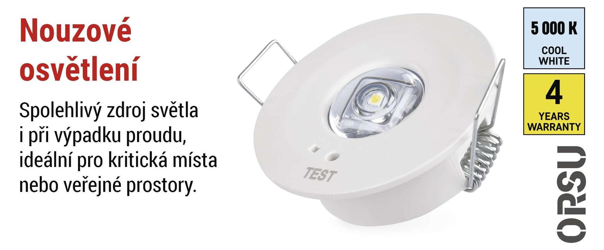 EMOS LED Nouzové světlo ORSU 1W se 2 čočkami a dobíjecí baterií, s funkcí automatického testu, 3hodinový nouzový režim, zapuštěná montáž, ZN1330