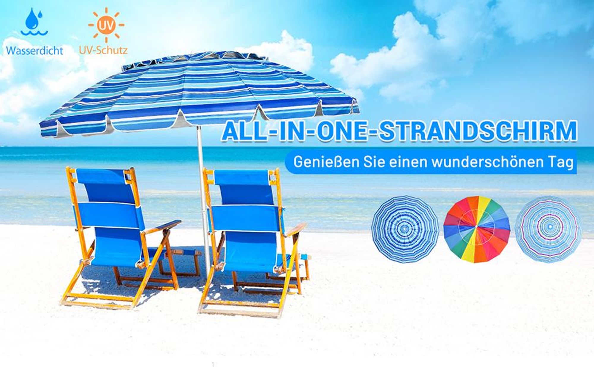 COSTWAY Sonnenschirm Strandschirm Marktschirm Gartenschirm neigbar Terrassenschirm mit Verankerung für Garten, Strand, Outdoor
