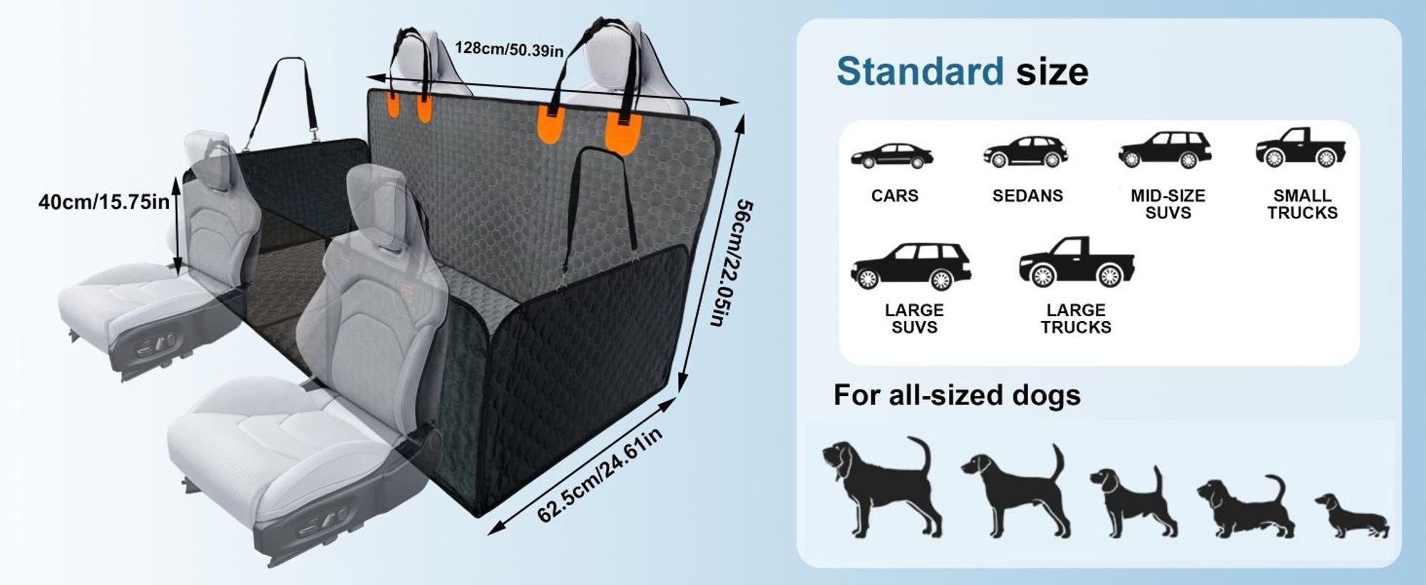 WISFOR Auto Hundedecke Schutzdecke Autoschondecke Rücksitz Kofferraum Kratzfest Wasserfest 128 x 63 x 56 cm