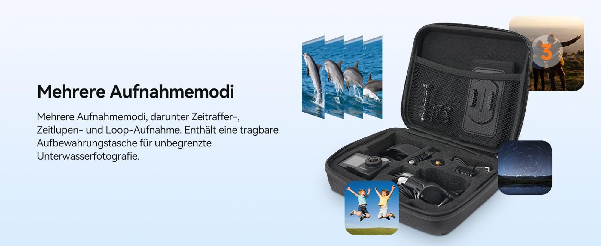 SVbony SVGO2 Action-Kamera 4K/30 fps IPX8 wasserdicht,30m,WLAN, EIS, 2,0-Zoll-Touchscreen, mit Auftriebsstange 2x1350mAh Akkus für Schnorchel, Surfen