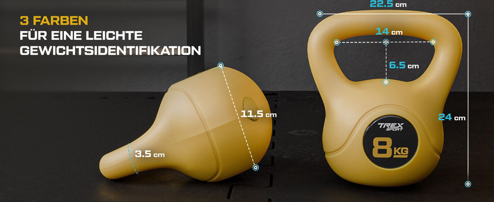 TREX SPORT Kettlebell 8 kg Kugelhantel Schwunghantel TX-008CKB | Kugelgewicht, Fitness & Krafttraining | rutschfester Griff, bodenschonend