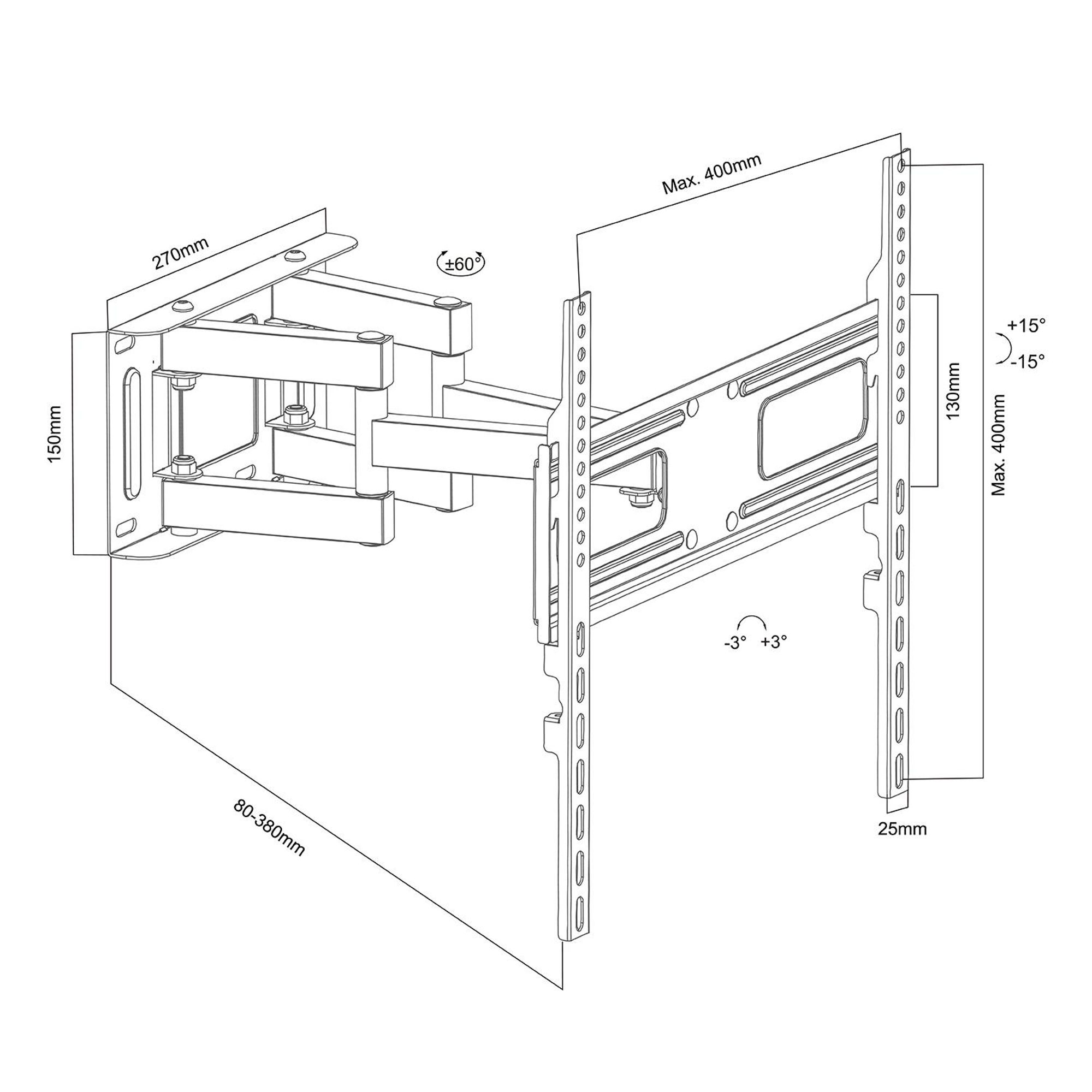 TV Halterung 32-75'' 50kg einstellbar max VESA 400x400 schwarz MC-788 Maclean