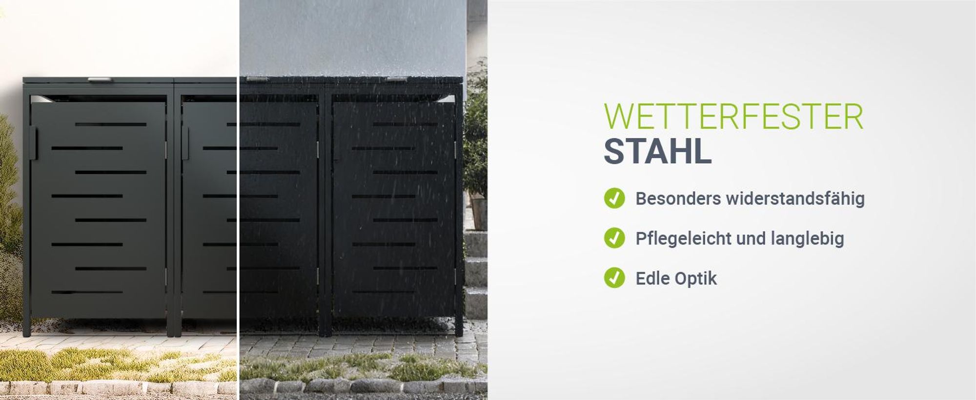 Juskys Mülltonnenbox Arel 3er - Metall Gartenbox - Anthrazit