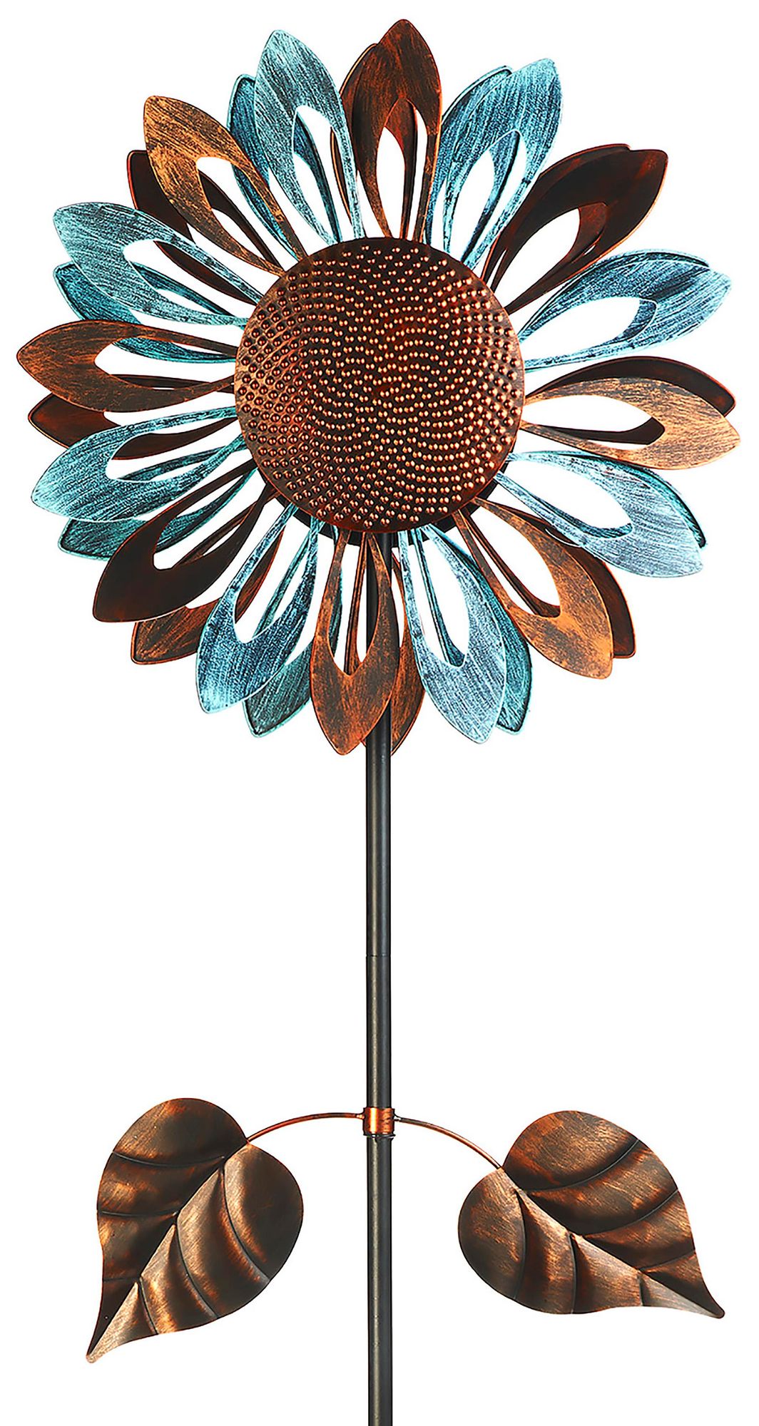 Kobolo Windrad Gartenstecker Dekostecker Windspiel XXL - SUNNY - Metall groß - Blumenstecker Stecker für Garten Außenbereich Gartendeko Kräuterstecker