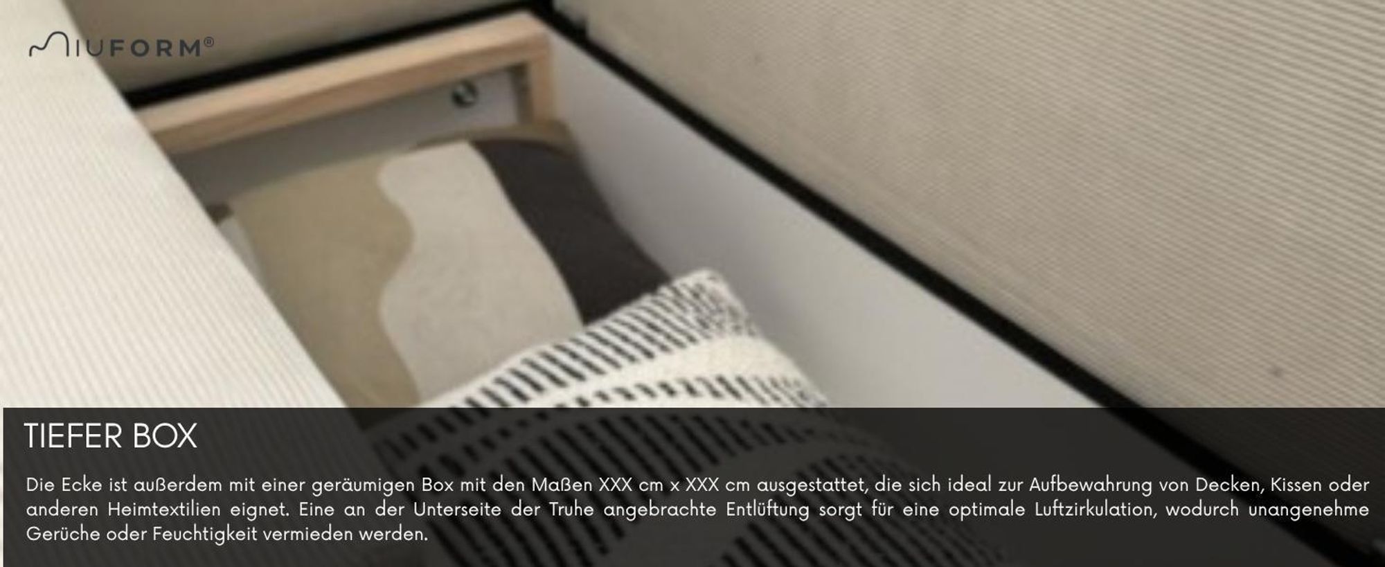 MIUFORM Lofty Lilly - Ecksofa mit Bettfunktion und Bettkasten U-FORM RECHTS - 303 x 197 cm - Grau - Sofa Schlafsofa Couch