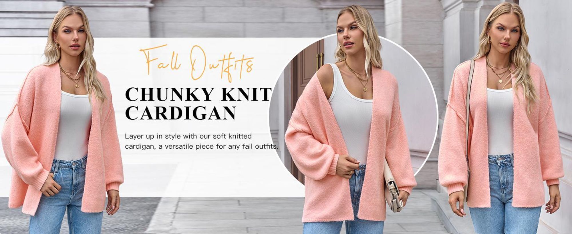 Oversize-Cardigan für Damen, offenes Design vorne, grob gestrickter Stoff,Größe:M