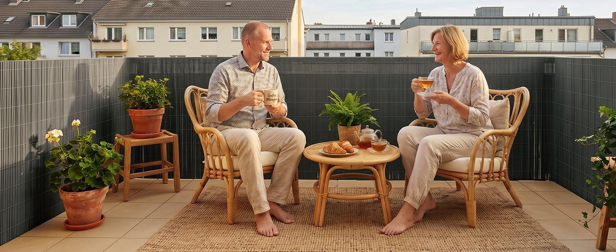 Sekey Balkon Sichtschutz Natürliche Optik Sichtschutzmatte Sichtschutzzaun 100x300cm, Anthrazit
