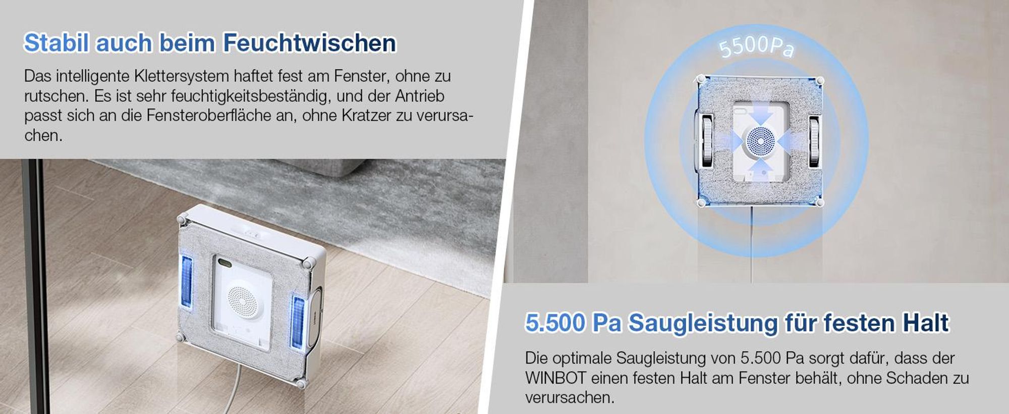 ECOVACS WINBOT ‎W2 PRO Omni Fensterputzroboter mit 6-in-1 Multifunktionsstation,Aufladen im Betrieb, 3-Düsen-Sprühkopf, 12-Stufen-Schutz