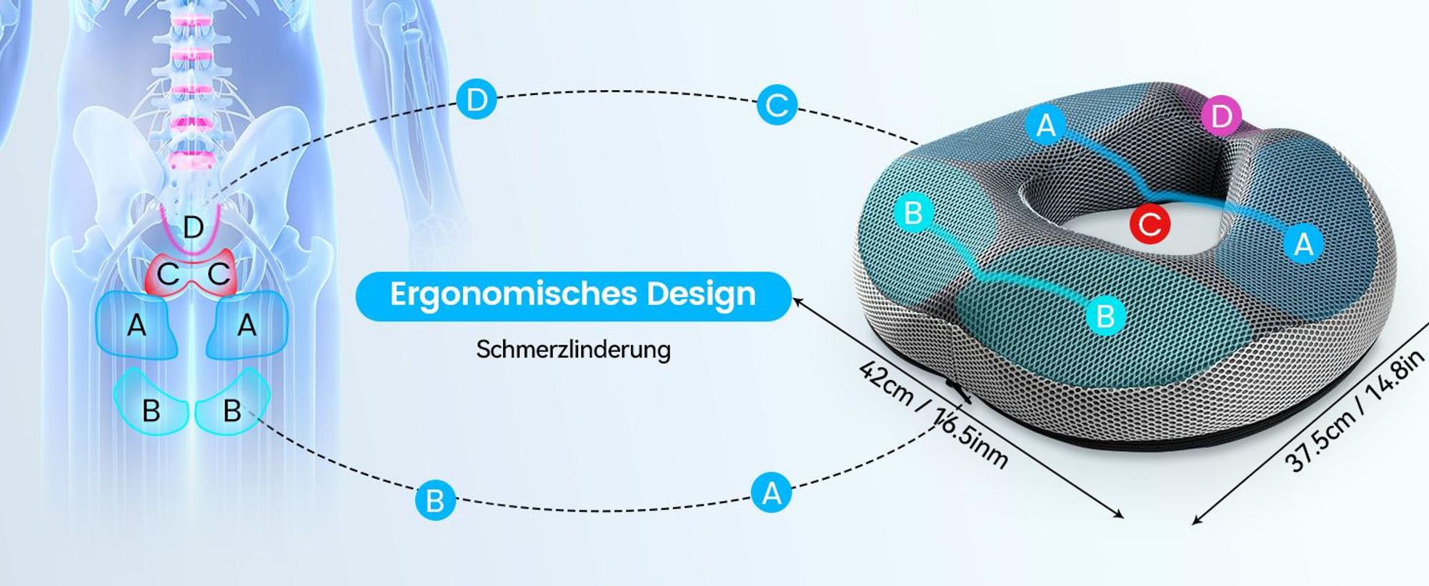 Orthopädisches Sitzkissen, Memory Foam Sitzkissen, Bürostuhl Kissen, Ergonomisches Stuhlkissen, Sitzring Steißbein Entlastung, Sitzring Nach Op