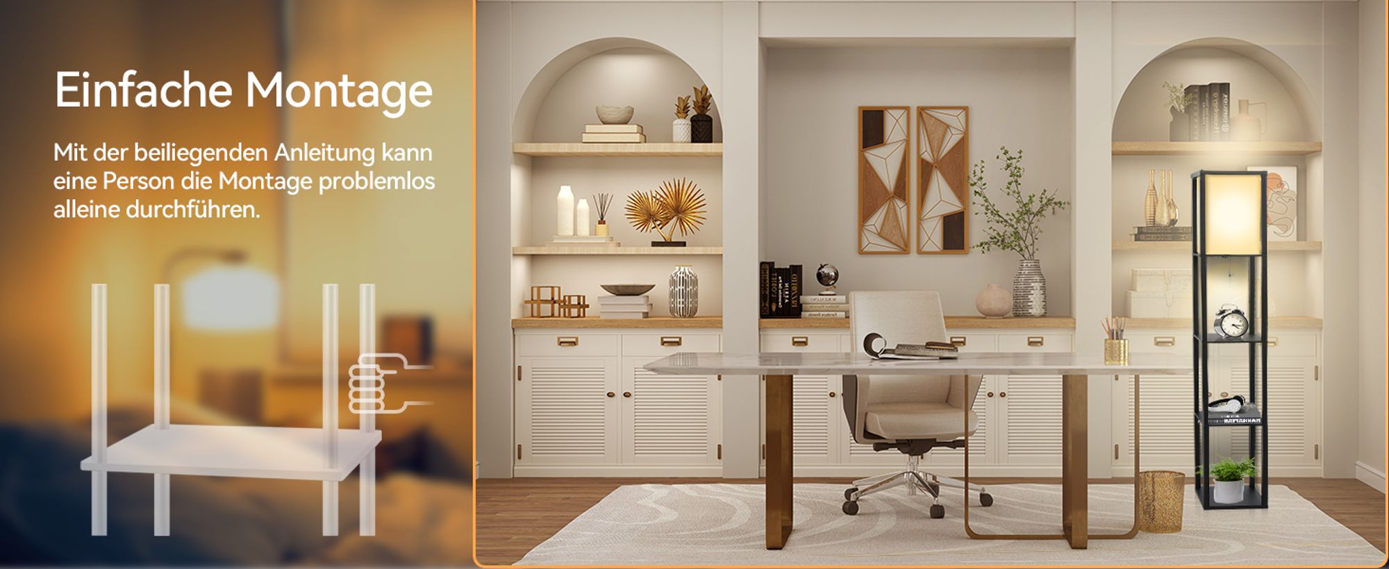 Puluomis 3 Ebene Stehlampe Stehleuchte Standleuchte standlampe Bodenlampe, E27 Innenbeleuchtung für Schlafzimmer Wohnzimmer Holz Regal Schwarz 160cm