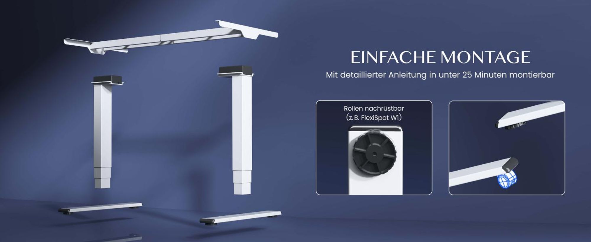 FLEXISPOT EC5 Pro höhenverstellbares Schreibtischgestell elektrisch mit 2 Motoren 160kg Tragkraft 3-fach-Teleskop Speicher- und Timer-Funktion Weiß