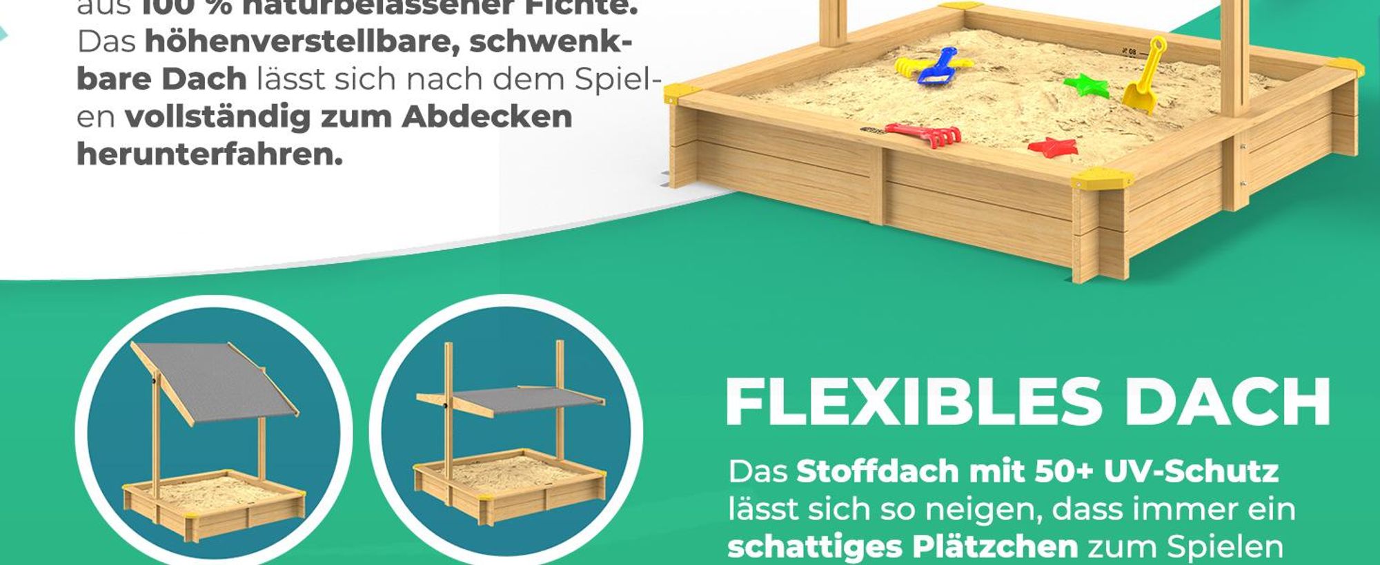 SPIELWERK Sandkasten Fritzi Sonnendach