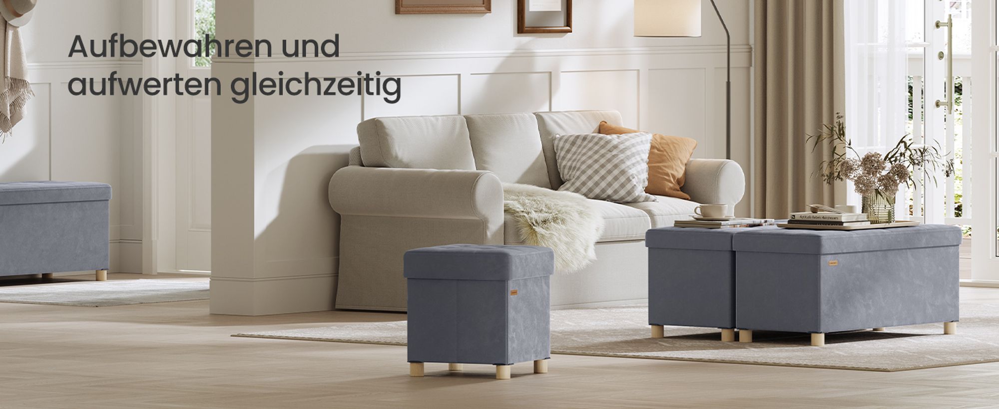 SONGMICS Sitzbank mit Stauraum, Hocker faltbar, 38 x 110 x 40 cm, Aufbewahrungsbox mit Deckel, Fußhocker 112 L, Samt, bis 300 kg belastbar