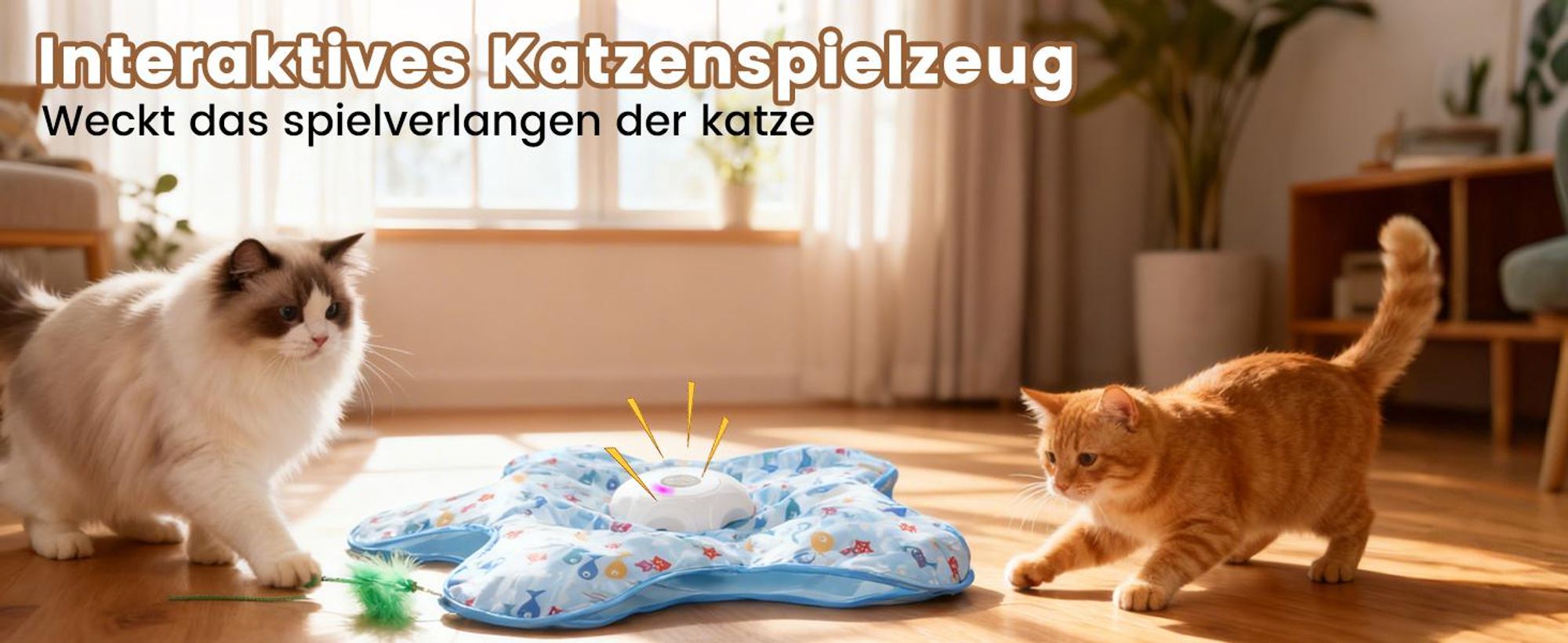 Katzenspielzeug, Elektrisch Interaktives Spielzeug, Selbstbeschäftigung, Versteckspiel, Beweglicher Feder Quietschender Maus, USB Wiederaufladbar