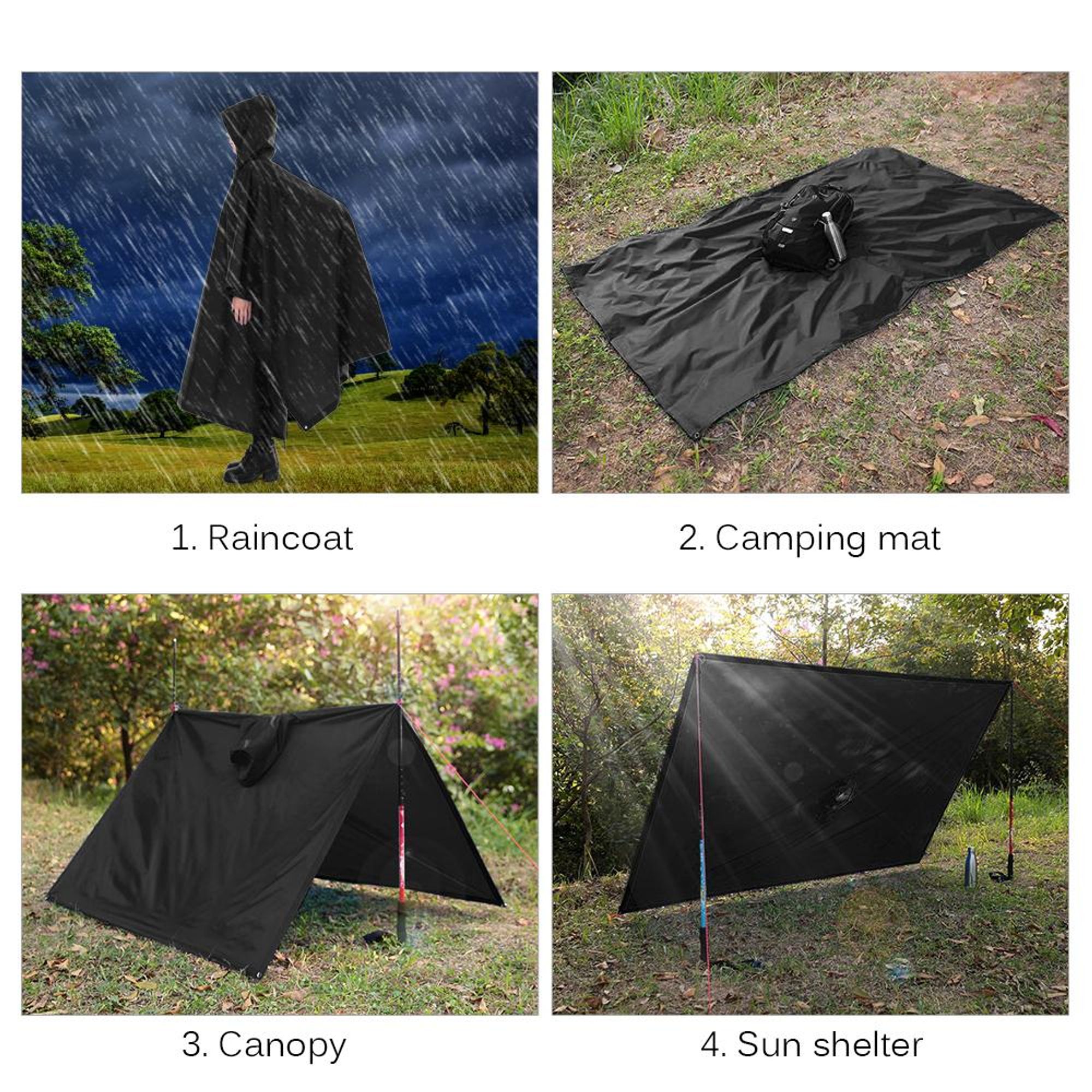 Regenponcho Wasserdicht Damen Herren, 3 in 1 Regenmantel Fahrrad, Regenponcho mit Ärmeln, Fahrrad Regenjacke, Leichter Regenschutz Regencape