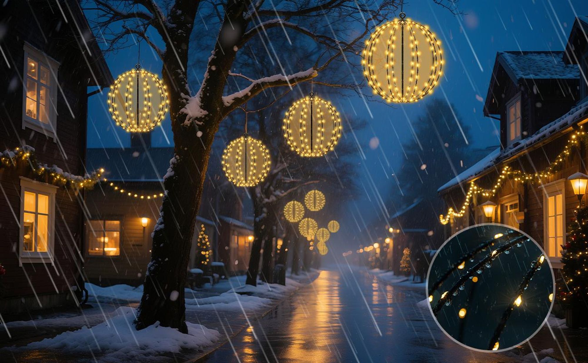 SALCAR LED Weihnachtsbeleuchtung Außen 120 LED Kugel Lichterkette Warmweiß