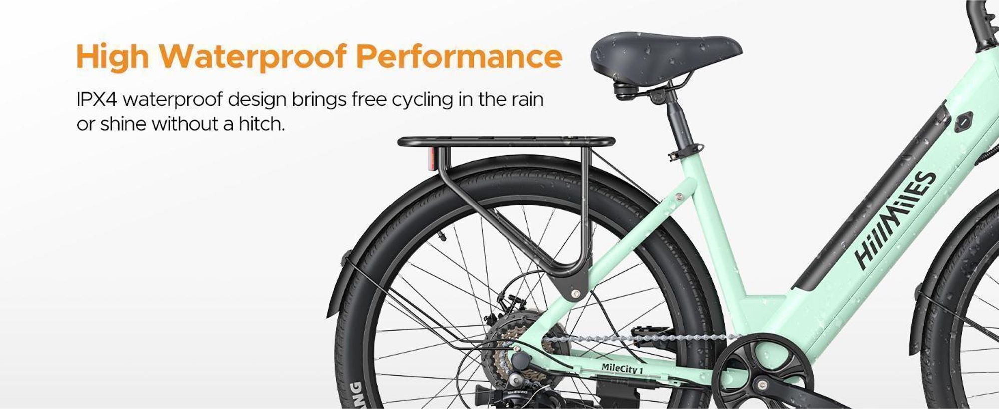 HillMiles E Bike, městské elektrokolo a E-Hollandbike s 36V 13Ah baterií do 80-100km, SHIMANO 7 rychlostí, 250w motor a 25km/h, IP65 Waterproof, MileCity1