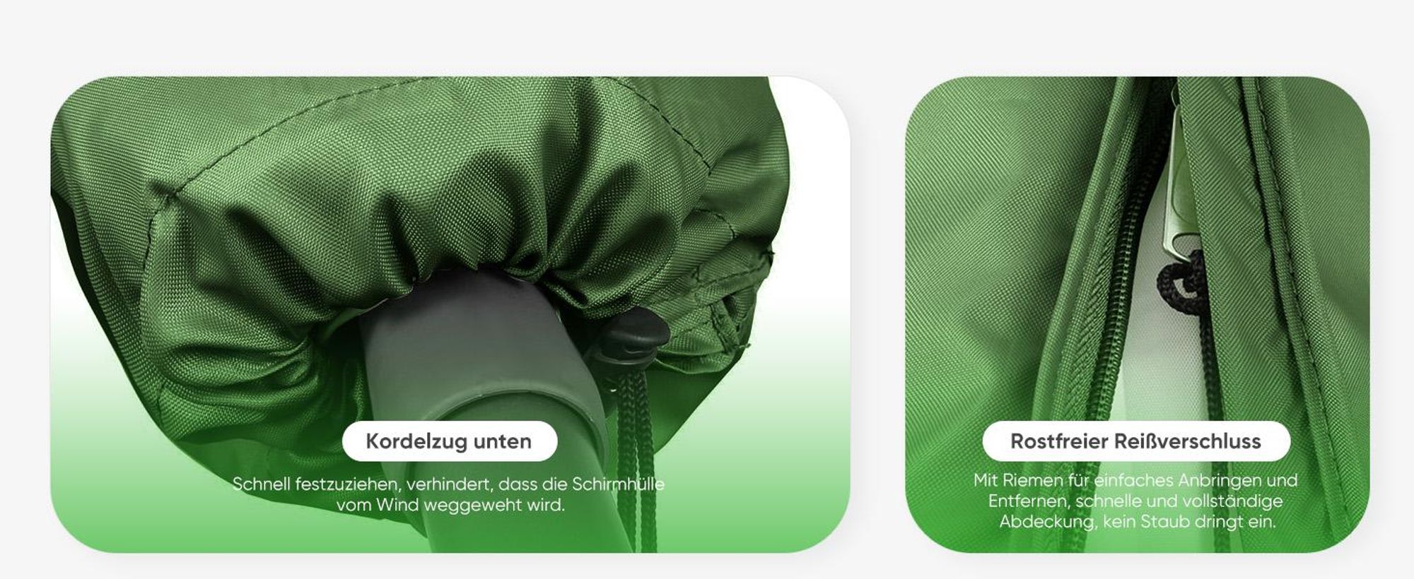 Sekey Schutzhülle Sonnenschirm, für Sonnenschirmhülle 2m durchmesser, Schirmhülle Marktschirm, aus 100% Polyester, Mintgrün