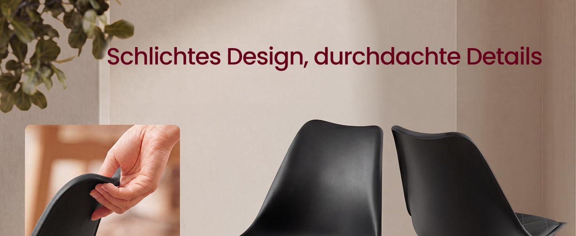 VASAGLE Esszimmerstühle 4er Set Gepolsterte Küchenstühle aus Kunstleder und Buchenholz 46,5 x 57 x 79 cm Schwarz