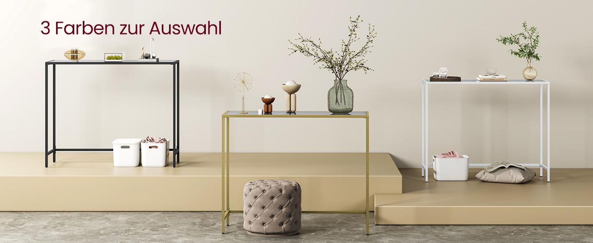 VASAGLE Konsolentisch Beistelltisch, 100 x 35 x 80 cm modern Sofatisch