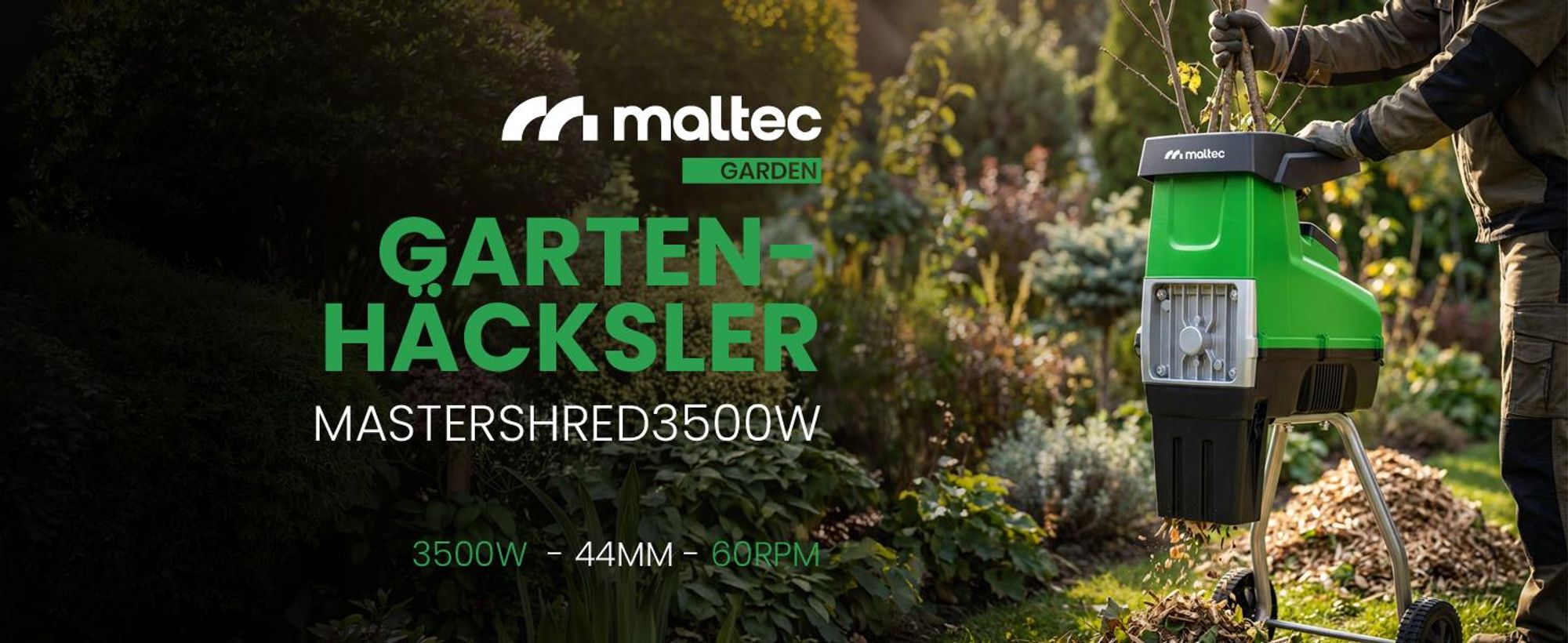 Starker Gartenhäcksler Walzenhäcksler 3500W Schredder Holzhäcksler 60 Liter