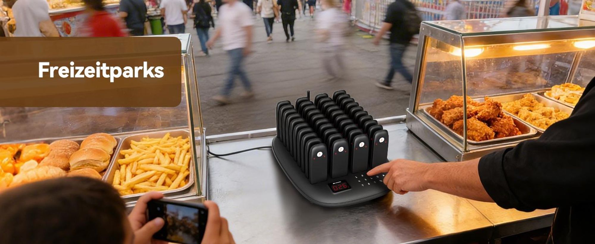 Retekess TD175M Restaurant Pager System, Alarmanlagen, 800 m, 18 Stunden Standby-Zeit , 7 Anrufmodi, One-Touch-Stummschaltung,  40 Mini-Pager für Café