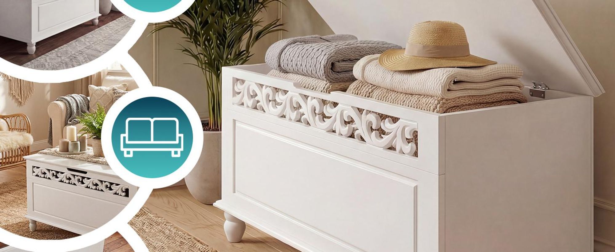 CASARIA® Holztruhe Jersey mit Deckel groß klappbar XXL Stauraum Sitzbank Truhe Holzkiste Schatztruhe Box Schuhbank Truhenbank Wäschetruhe weiß 80x40cm