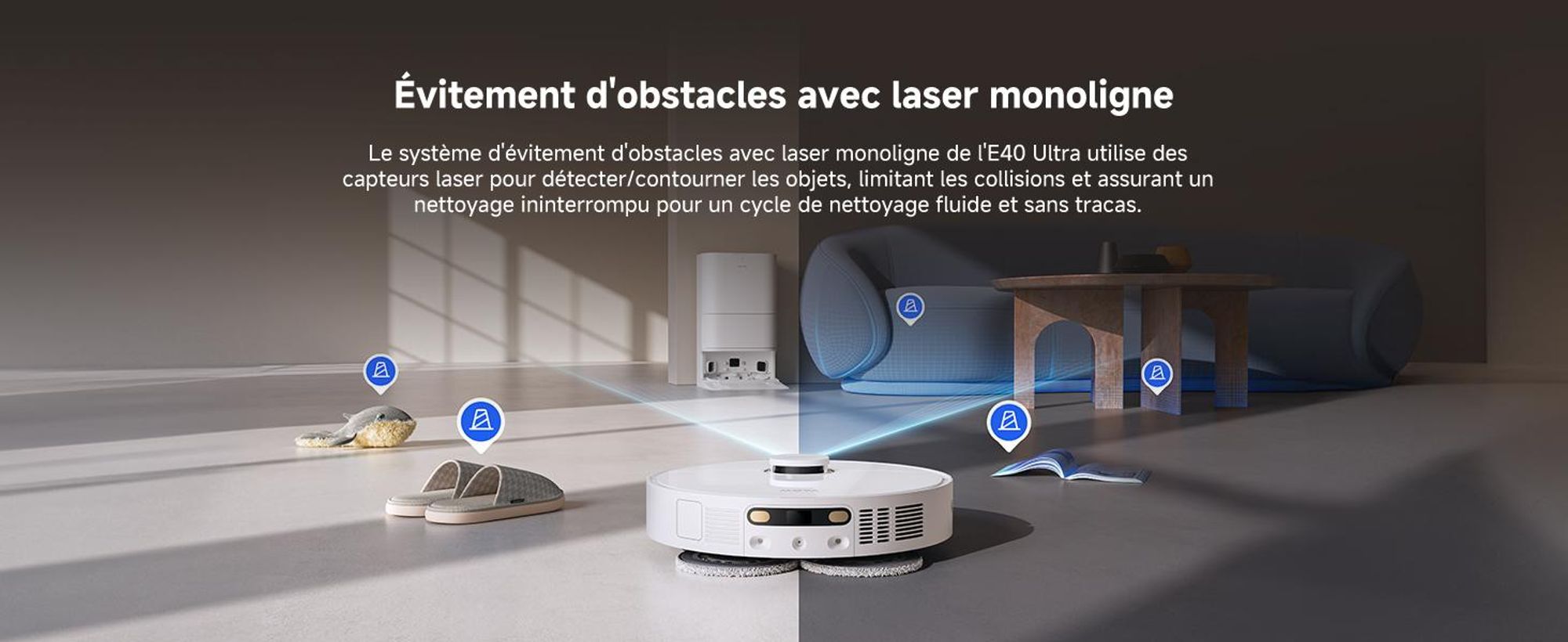 MOVA E40 Ultra - Robot aspirateur & balayeur, 19.000 Pa, vidage automatique, balai MaxiReach, brosse latérale, station tout-en-un, jusqu'à 75 jours de nettoyage