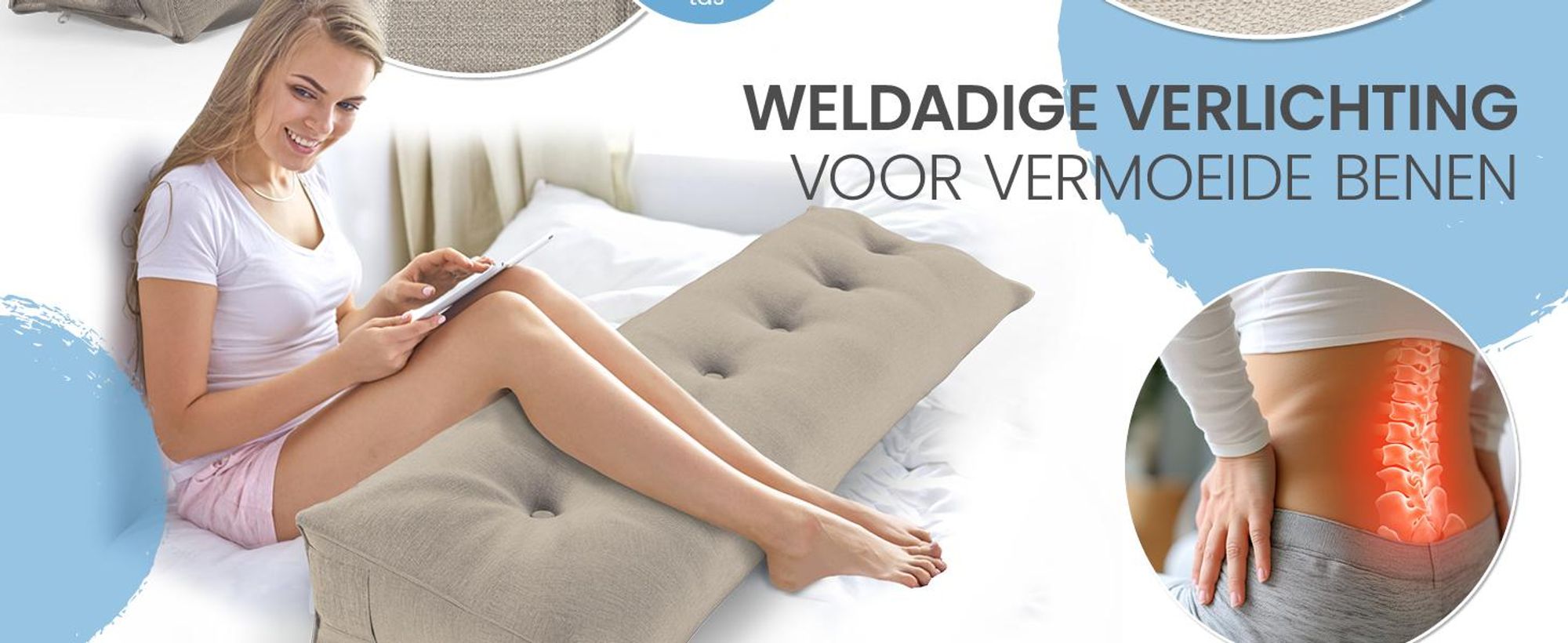ELONEO rugkussen, 200 cm breed, geschikt als keilkussen voor bed en bank, driehoekig leeskussen, kussen met afneembare en wasbare hoes