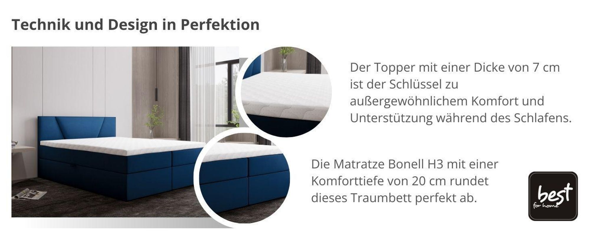 Best For Home Jubilee Bonell Box Spring Bed with Topper (180 x 200 cm, Trinity 32)
