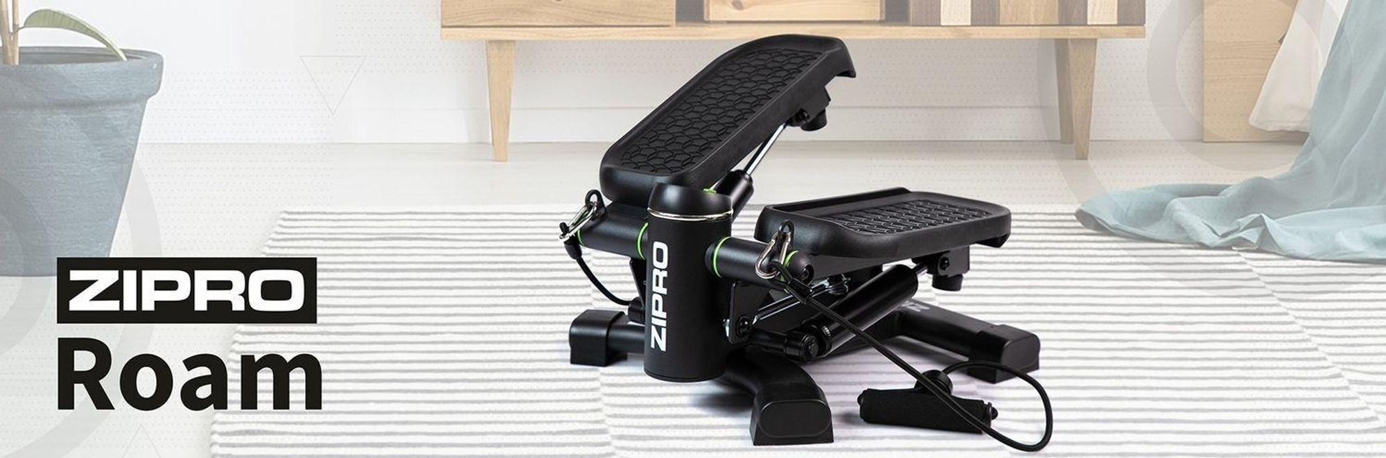 Zipro Swing Stepper Roam – stepper 2 w 1 do użytku domowego z taśmami ekspanderowymi Mini stepper z wyświetlaczem do treningu nóg i pośladków, obciążenie maks. 120 kg