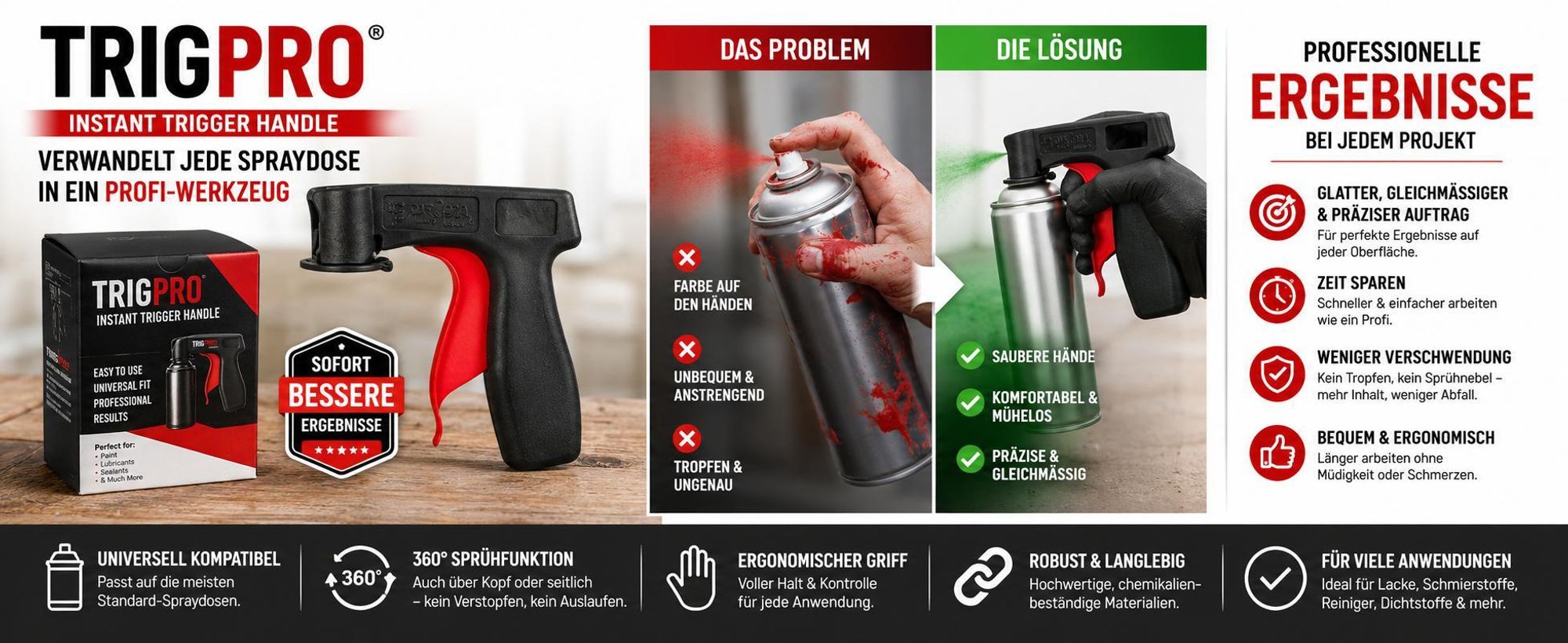 Universeller Spraydosen Handgriff, Manueller Pistolengriff für Sprühdosen, Sprühdosen Verlängerung - TRIGPRO