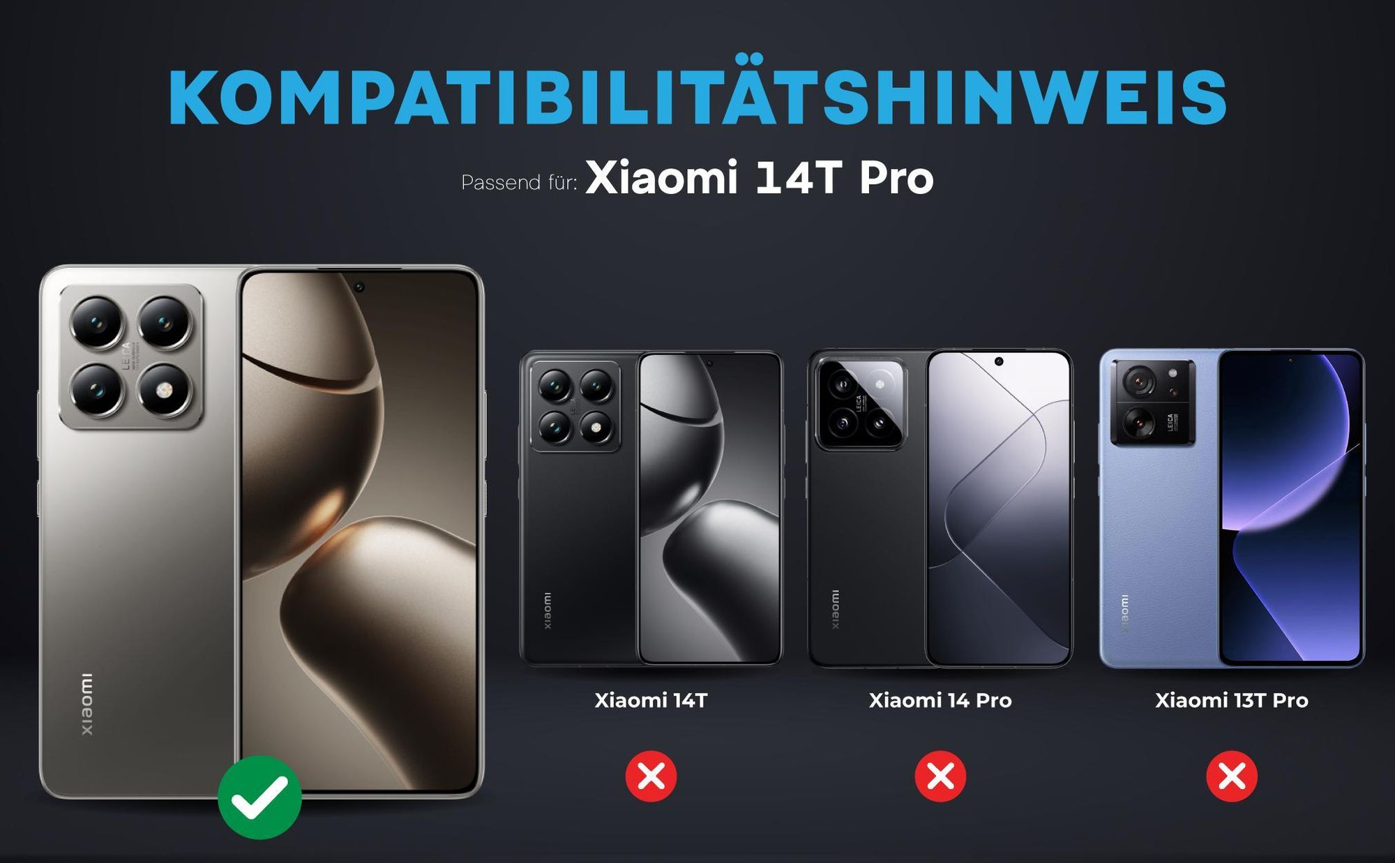 Kompatibilitätshinweise Kameraglas für Xiaomi 14T Pro 5G