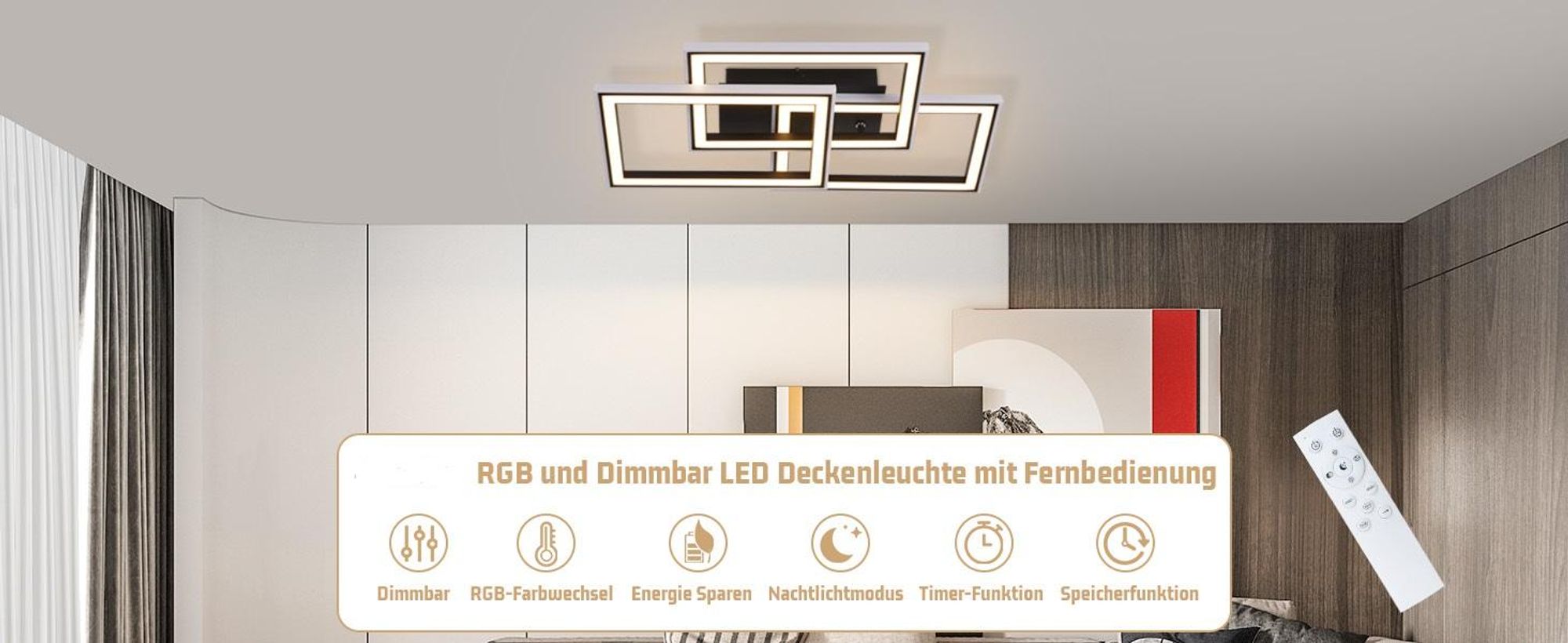 ZMH LED Deckenleuchte Weiß Deckenlampe lampe Dimmbar mit Fernbedienung RGB Farbwechsel 45W für Schlafzimmer Wohnzimmer Küche Flur