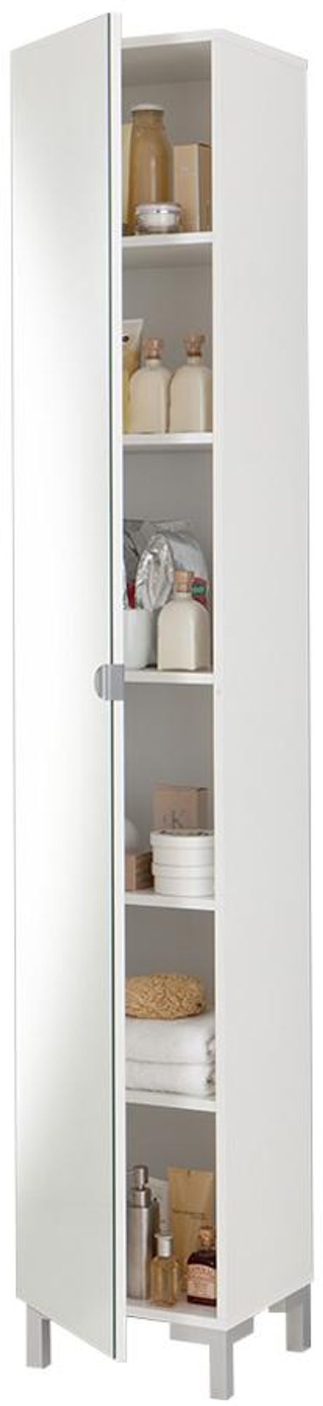 Kleo Hochschrank – Moderner Hochschrank mit Spiegeltür und 5 Fachböden für Bad & Flur