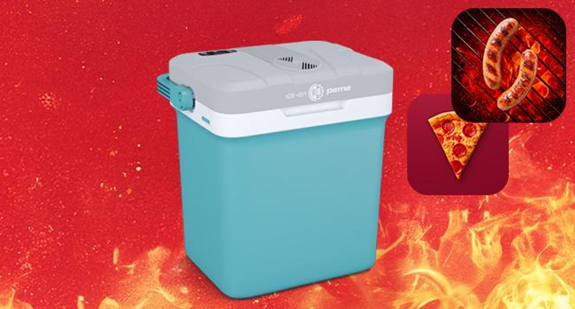PEME Essential 23L Elektryczna lodówka turystyczna 12 V 230 V – termoelektryczna torba chłodząca do samochodu, na kemping, mini lodówka, pojemnik termiczny, USB, ECO, przenośna, podróżna, turkusowa