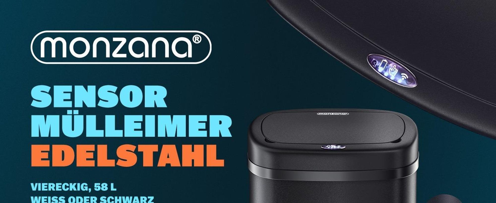 MONZANA Sensor Mülleimer Küche Schwarz