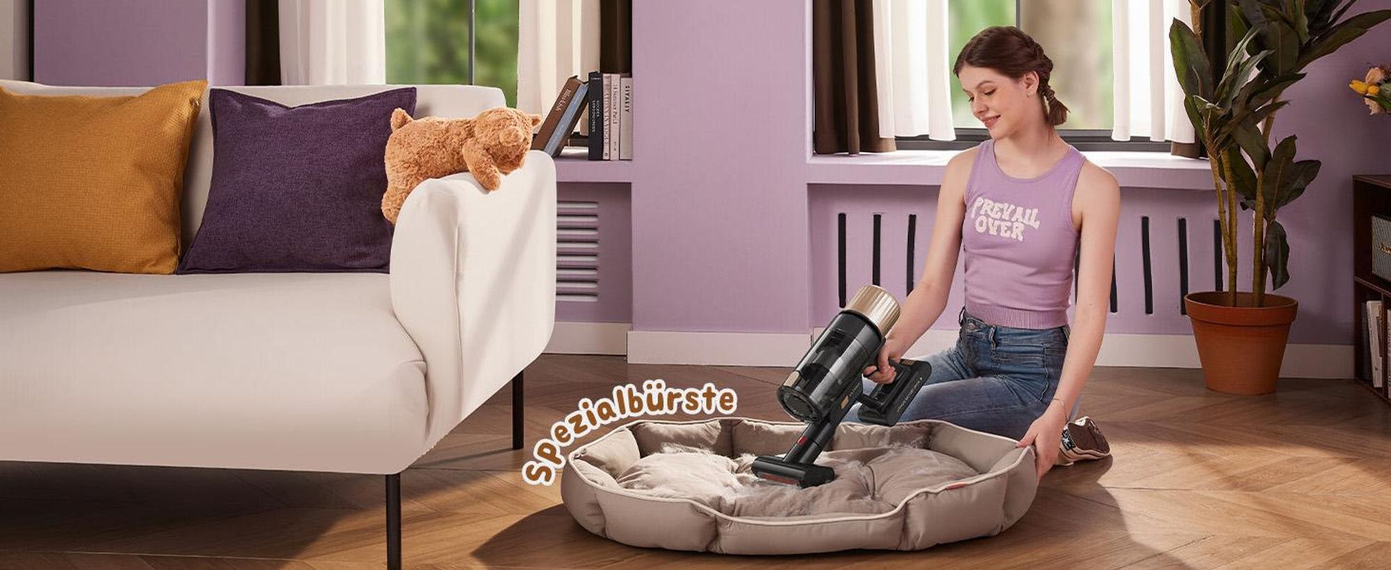 Ultenic UL15P Akku Staubsauger,kabelloskabellos,70000PA/65min,6-Filtersystem,8×2200 mAh abnehmbarer Akku,180°-Reinigung/Selbststehend